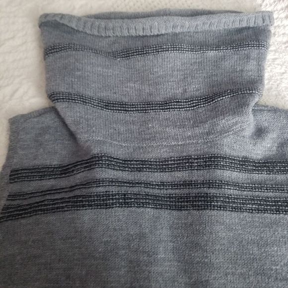 Mud Pie Grey Sleeveless Cowl Neck Sweater with Tassles - Picture 3 of 5